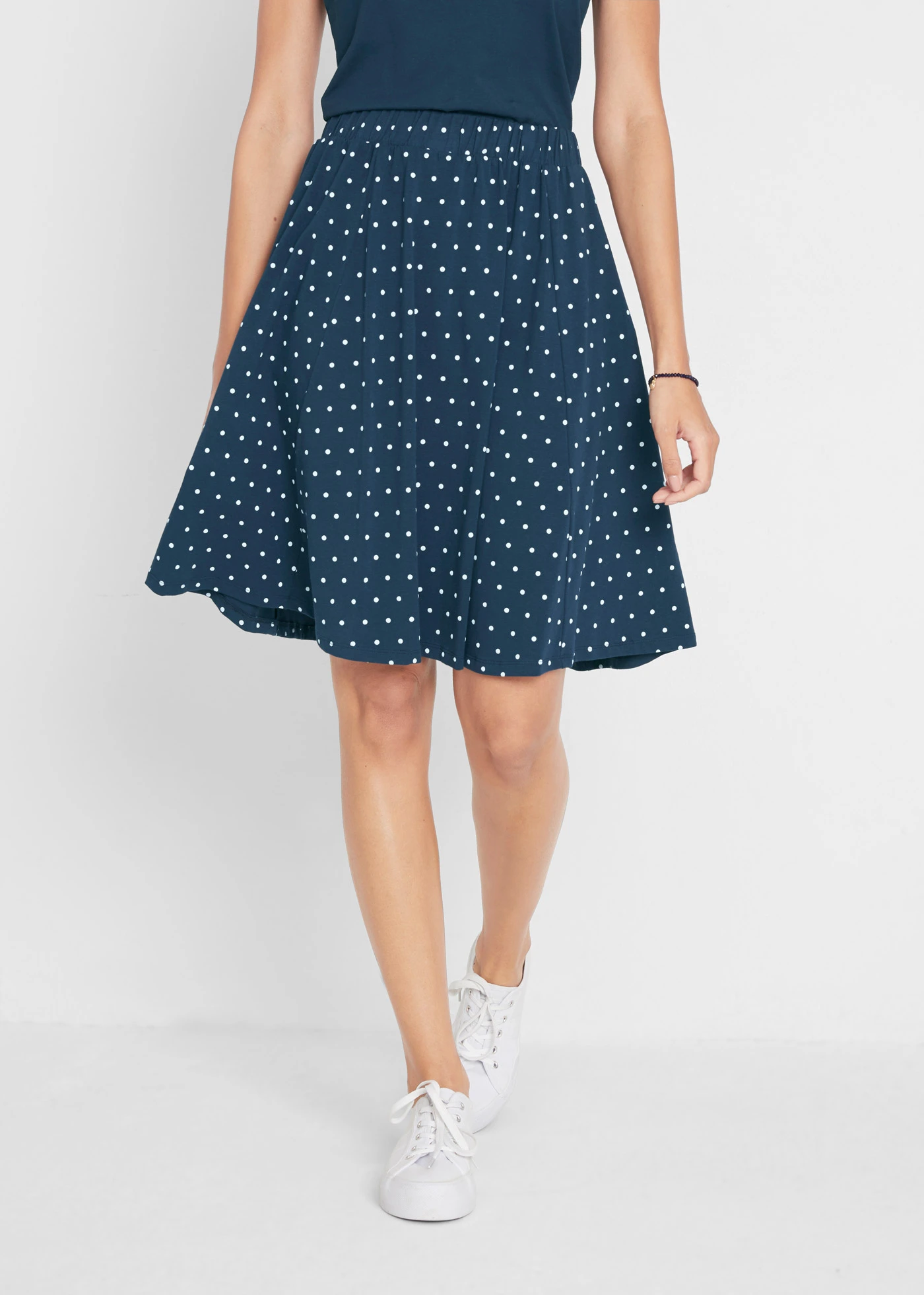 Džersejová sukňa (2 ks) • tmavomodrá/biela kvetovaná + čierna • obchod bonprix