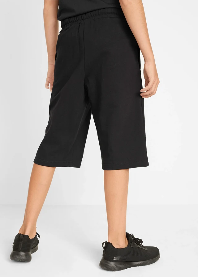 Jongens sweat bermuda van katoen, Kleur: zwart