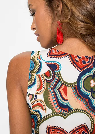 Minišaty s volány • bílo-modro-tmavě oranžová s potiskem • bonprix obchod