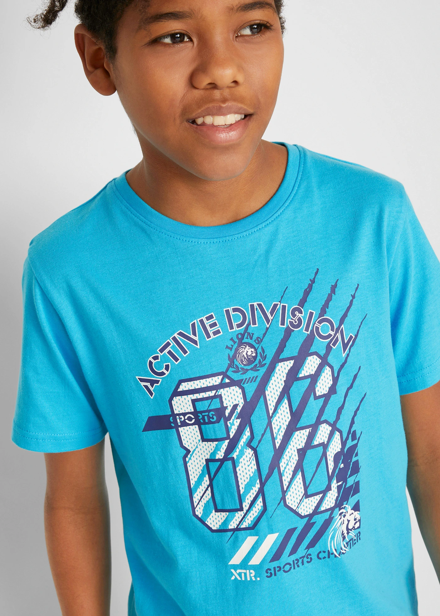 Tričko z čisté organické bavlny (2 ks v balení) • černá + karibsky modrá s potiskem • bonprix obchod