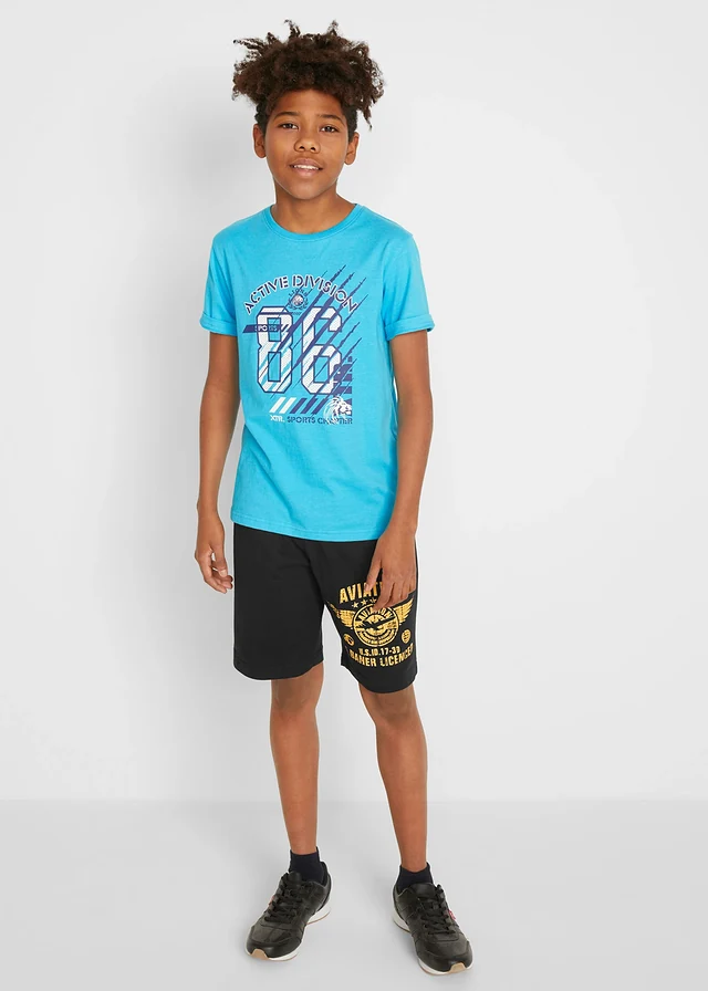 Lot de 2 T-shirts 100% coton • noir + bleu caraïbes imprimé • product-page.page-title-suffix