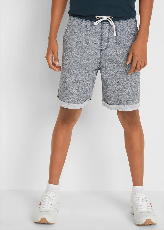 Jongens bermuda in denim look, Kleur: donkerblauw mêlee