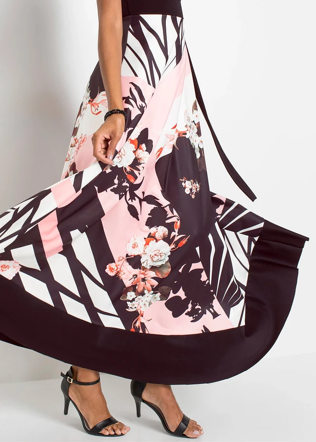 Robe longue • noir-rose-blanc floral • product-page.page-title-suffix