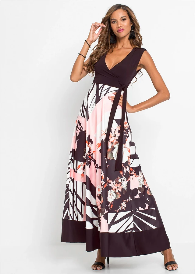 Robe longue • noir-rose-blanc floral • product-page.page-title-suffix