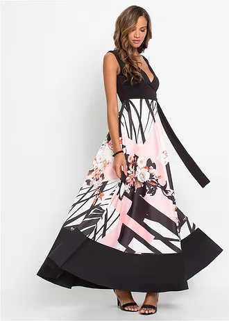 Robe longue • noir-rose-blanc à fleurs • Boutique bonprix