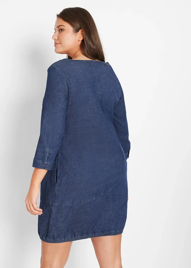 Robe en jean extensible, Couleur: bleu foncé