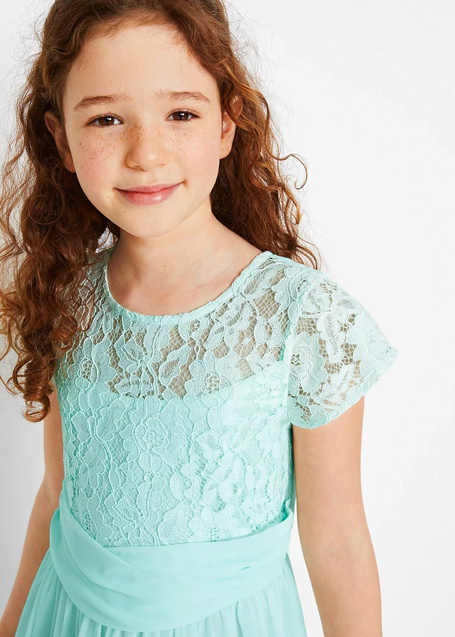Chiffon jurk met kant • pastelmint • product-page.page-title-suffix