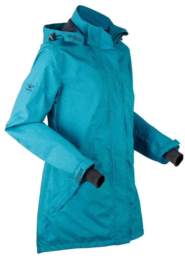 Outdoor parka, waterdicht, Kleur: zeeturkoois gemêleerd
