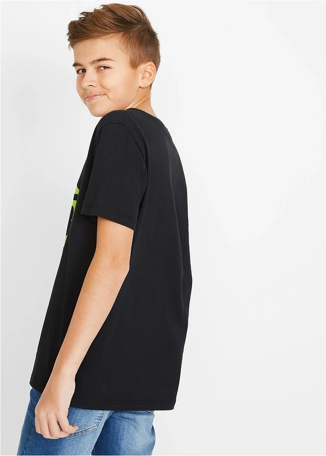 T-shirt z czystej bawełny, kolor: czarny z nadrukiem
