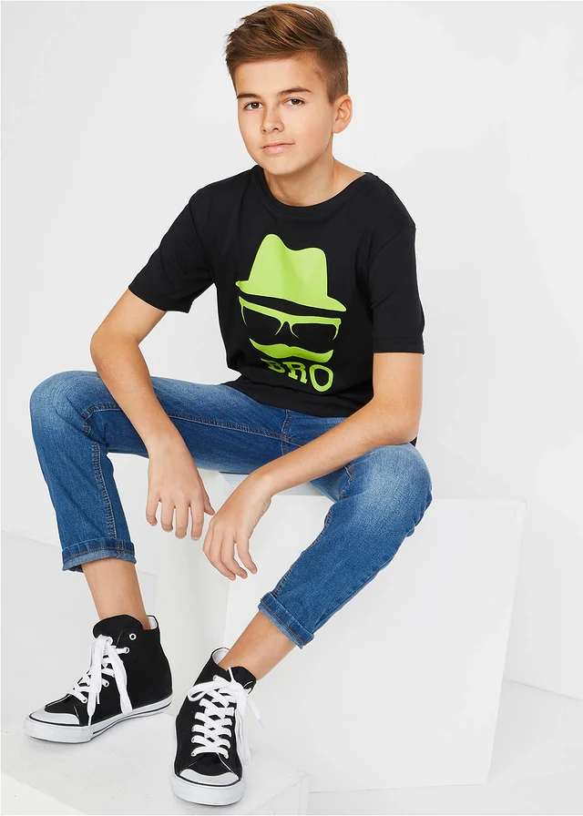 Jongens T-shirt met coole print van biologisch katoen • zwart met print • product-page.page-title-suffix