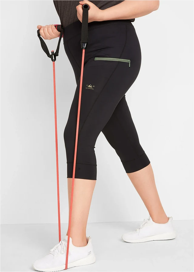 Legging 3/4 technique, séchage rapide, Couleur: noir