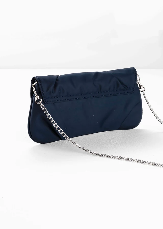 Clutch met stras, Kleur: donkerblauw