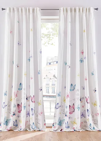 Draperie din microfibre cu imprimeu fluturi (1 buc.)