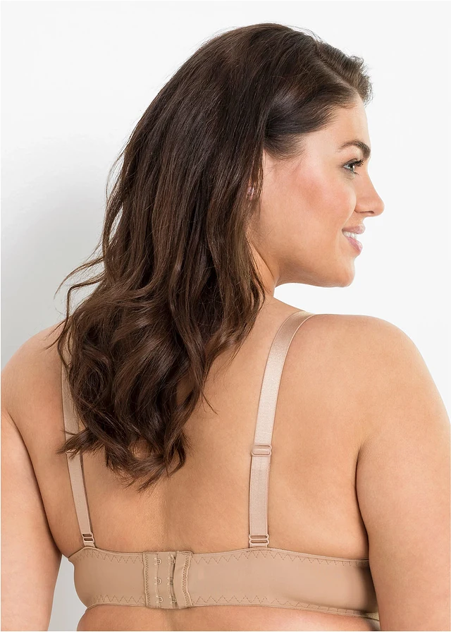 Voorgevormde beugel bh met gerecycled polyamide (set van 3), Kleur: lichtbruin-zwart + zwart-zwart + bessen-zwart