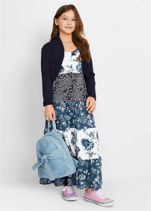 Robe longue en jersey 100% coton • écru/bleu jean/bleu foncé • product-page.page-title-suffix