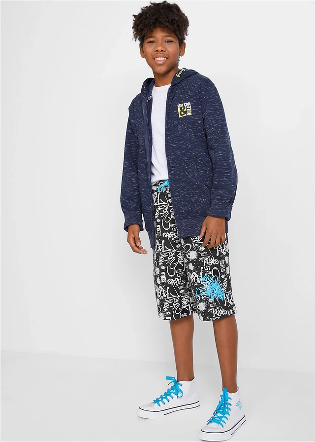 Bermuda en molleton 100% coton • noir imprimé • product-page.page-title-suffix