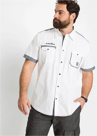 Chemise manches courtes 100% coton, Couleur: blanc