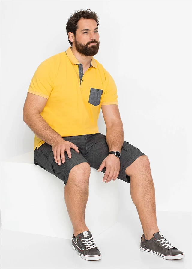 Bermuda cargo loose, 100% coton, Couleur: noir