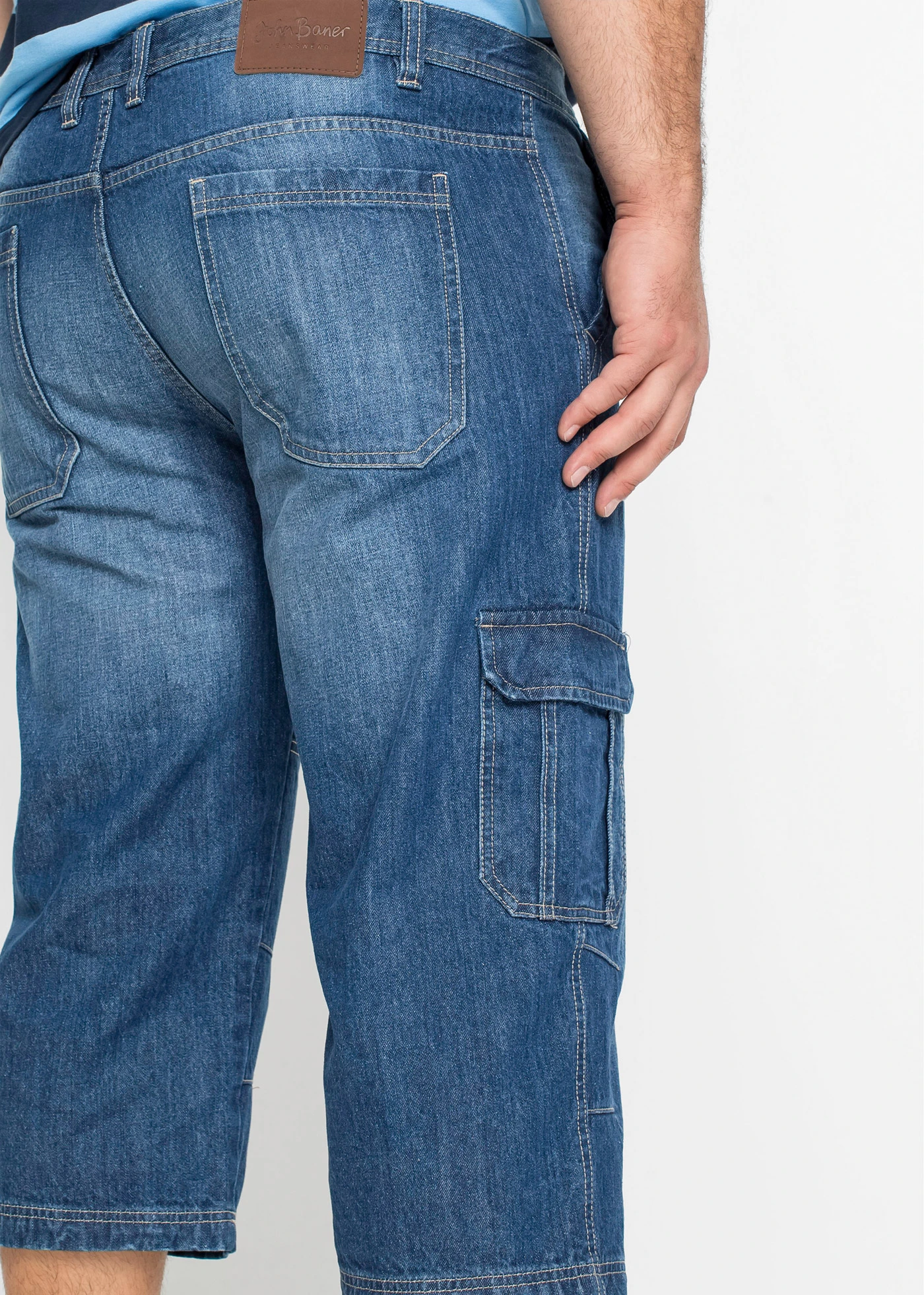 3/4 strečové cargo džíny Regular Fit, Straight • modrý denim plus size • bonprix obchod