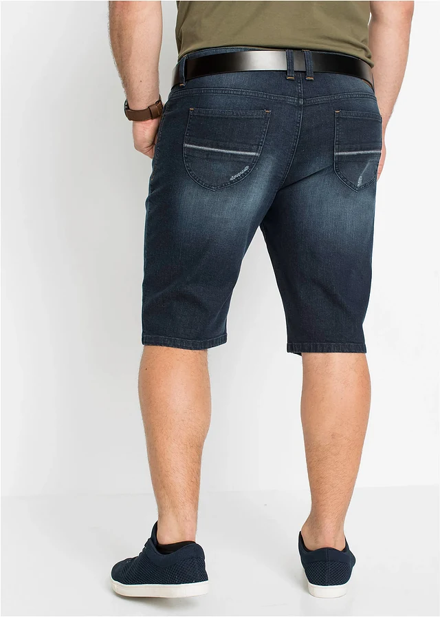 Strečové džínové bermudy, Slim Fit, barva: tmavě modrý denim