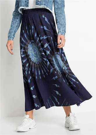 Jersey rok van vloeiende viscose • middernachtsblauw. - poederblauw - jeansblauw - rookblauw - donkerblauw gedessineerd • bonprix online shop