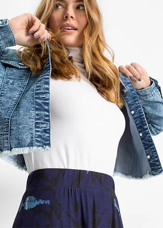 Jersey rok van vloeiende viscose • middernachtsblauw. - poederblauw - jeansblauw - rookblauw - donkerblauw gedessineerd • bonprix online shop