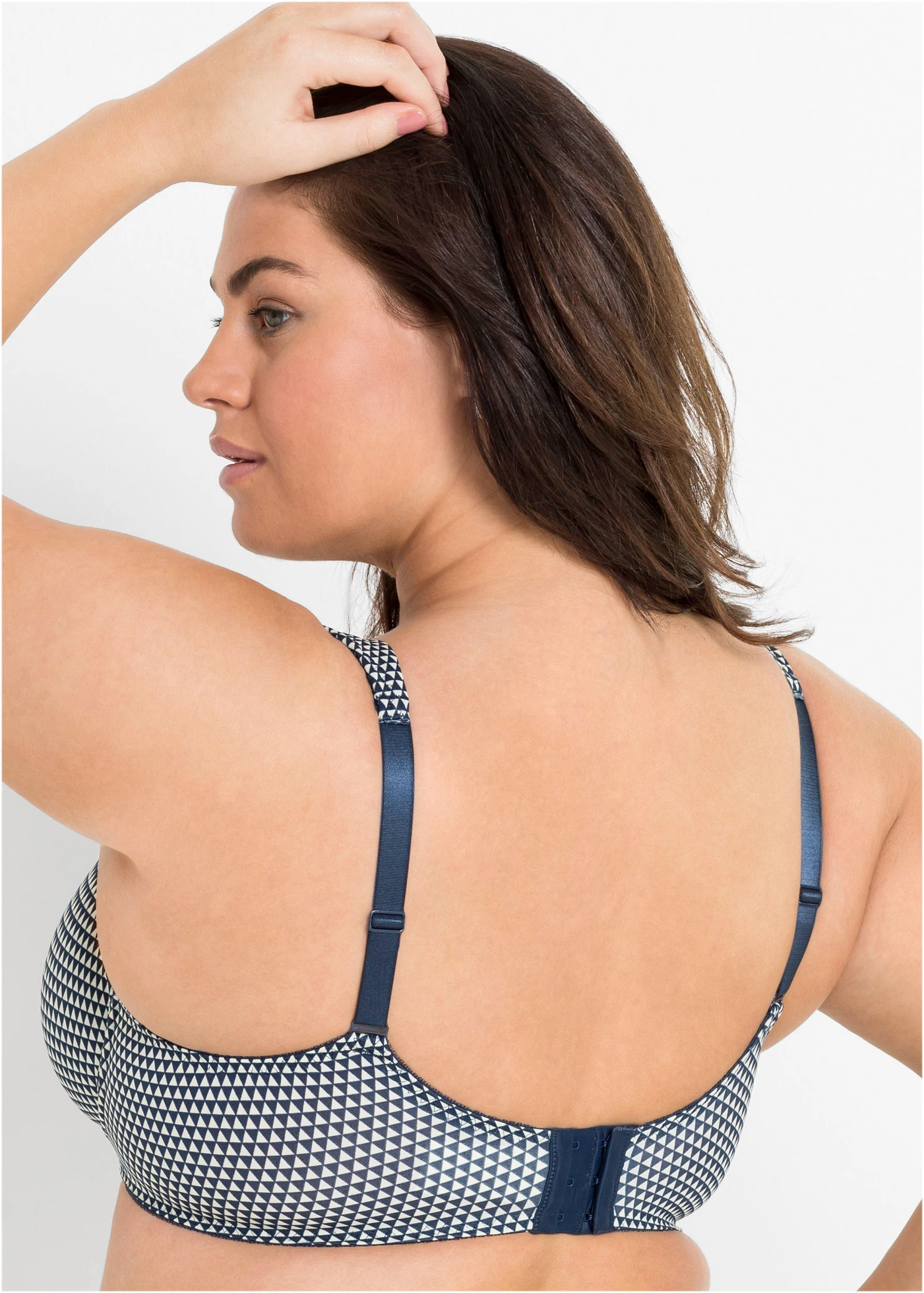 Minimizer bh met gewatteerde bandjes • donkerblauw-champagne gedessineerd plus size • bonprix online shop