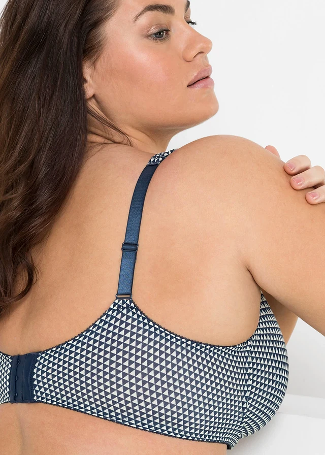 Minimizer bh met gewatteerde bandjes, Kleur: donkerblauw-champagne gedessineerd