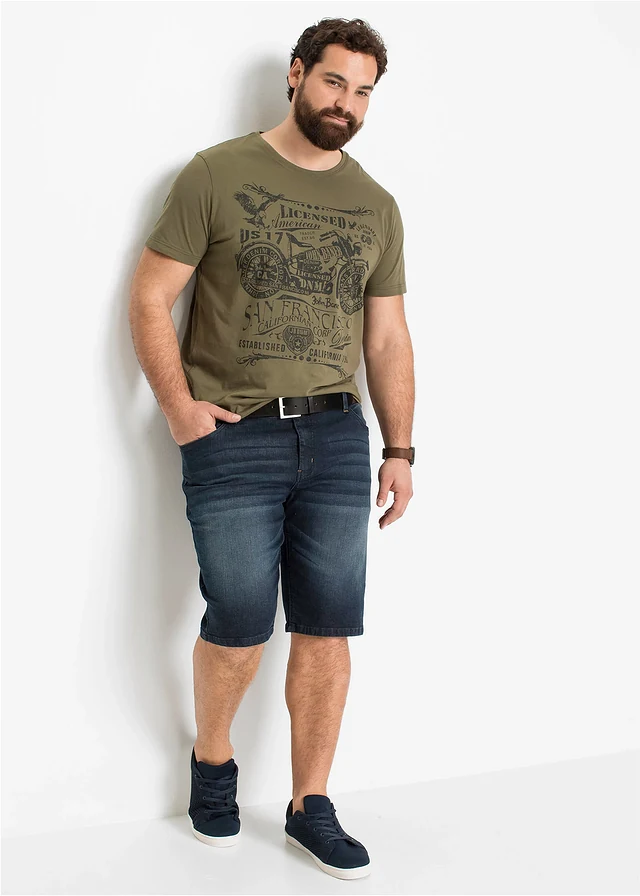 Strečové džínové bermudy, Slim Fit, barva: tmavě modrý denim