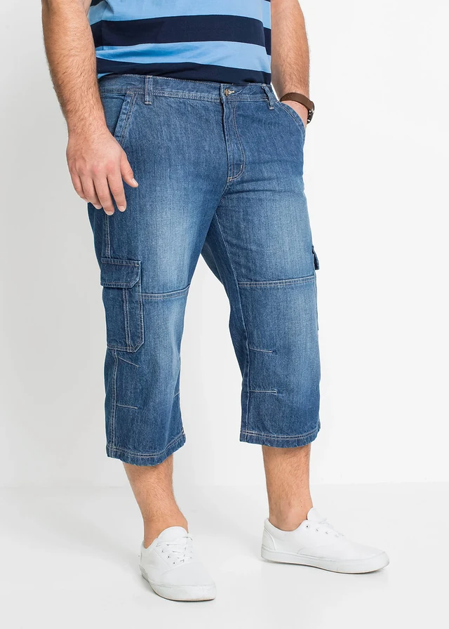 3/4 cargo džíny Regular Fit, Straight, barva: modrý denim
