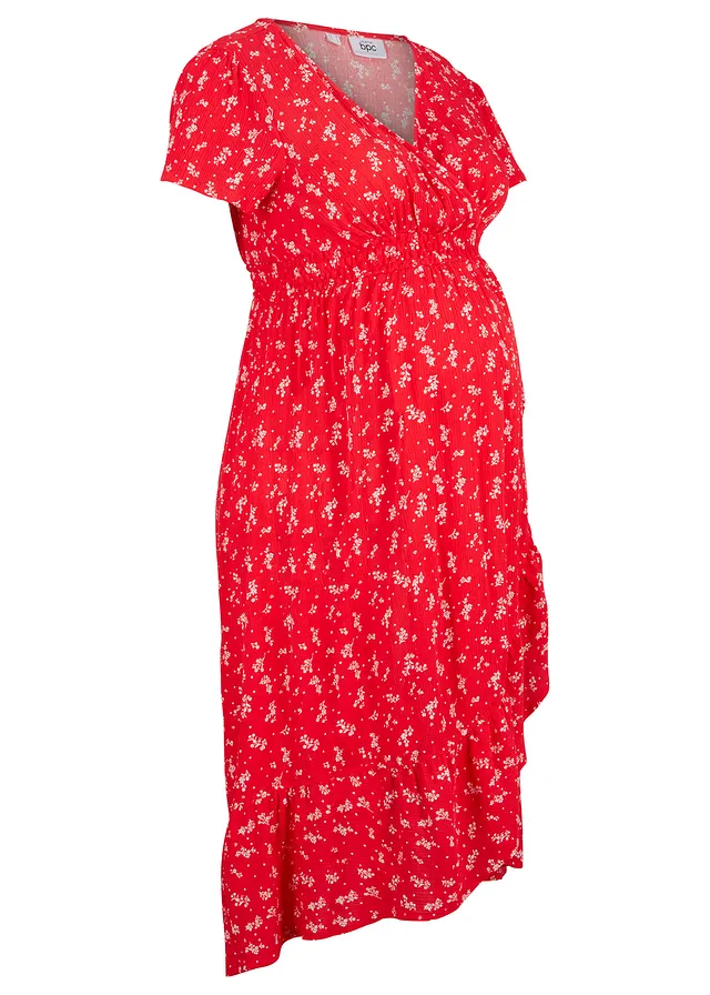 Rochie pentru gravide și alăptare 2-în-1 din viscoză fluidă, cu textură creponată