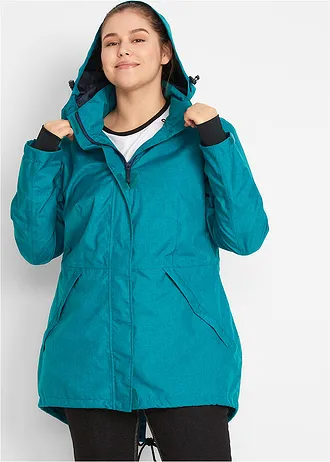 Outdoor parka, waterdicht, Kleur: zeeturkoois gemêleerd