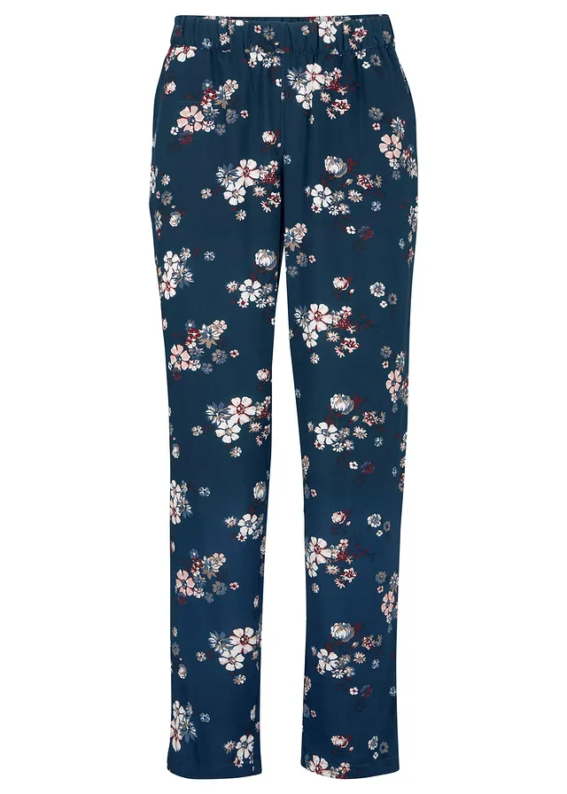 Broek van zachte viscose • donkerblauw gebloemd • bonprix online shop