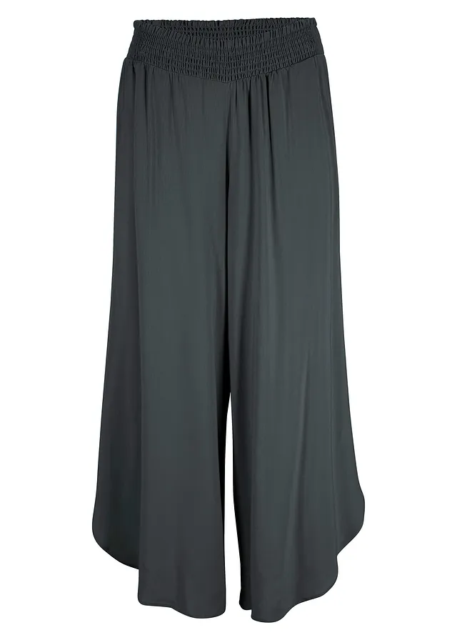 Pantaloni culotte cu lungime până la gambe, din viscoză moale