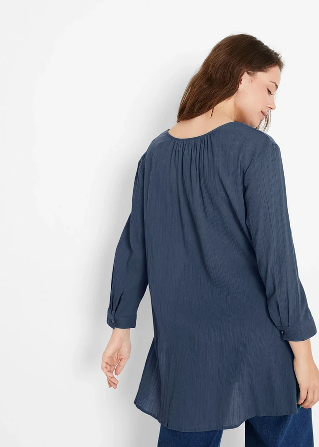Lange tuniek van katoen, Kleur: donkerblauw