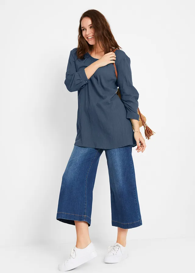 Lange tuniek van katoen, Kleur: donkerblauw