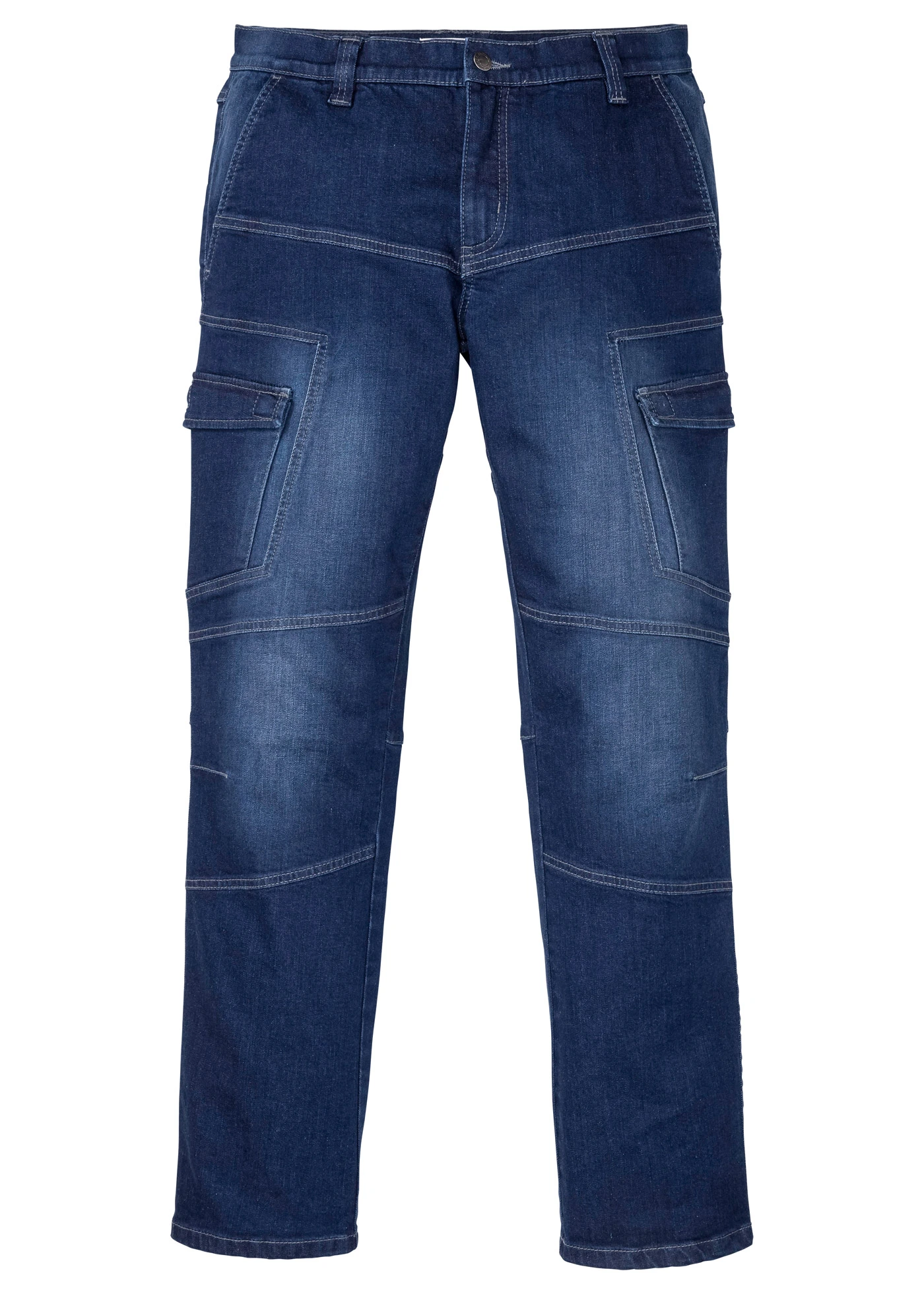 Regular fit cargo stretch jeans, straight • blauw denim • bonprix online shop