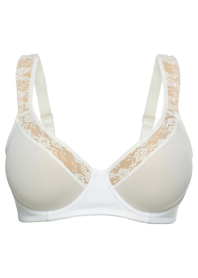 Voorgevormde beugel bh met gewatteerde bandjes, Kleur: wolwit-cappuccino