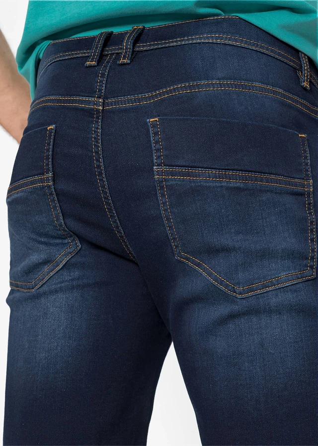 Sweat jeans bermuda met comfort fit, regular fit • donkerblauw denim used • product-page.page-title-suffix