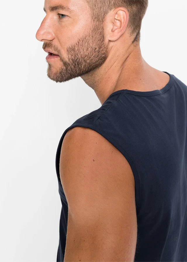 Muscle shirt van puur biologisch katoen • donkerblauw met print • product-page.page-title-suffix