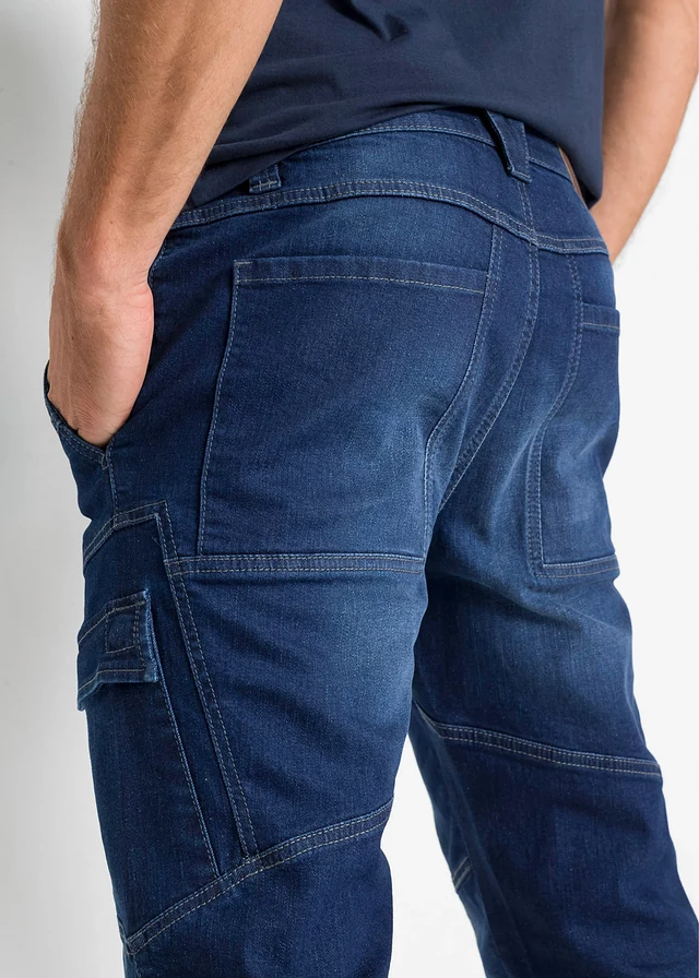Jean droit extensible, poches cargo, regular • bleu denim • product-page.page-title-suffix