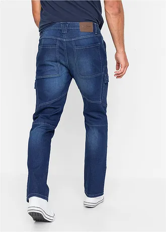 Dżinsy bojówki z elastycznego materiału, regular fit, straight • niebieski denim • sklep bonprix