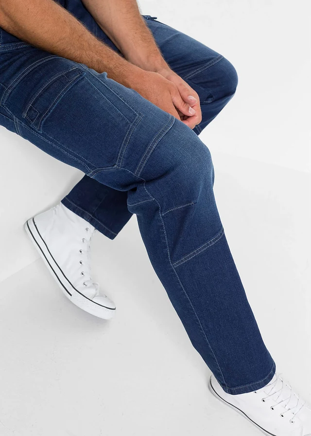 Jean droit extensible, poches cargo, regular • bleu denim • product-page.page-title-suffix