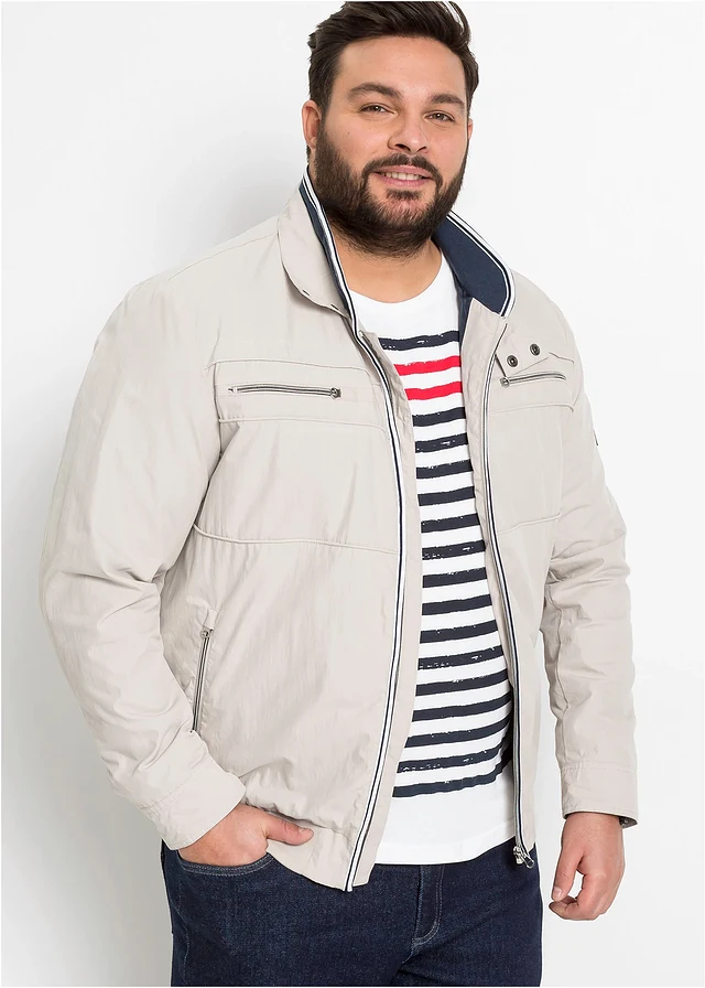 Blouson de mi-saison à col montant, Couleur: gris pierre
