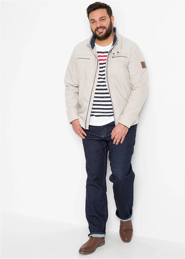 Blouson de mi-saison à col montant, Couleur: gris pierre
