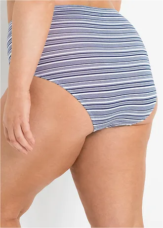 Lot de 6 slips taille haute, Couleur: bleu nuit rayé