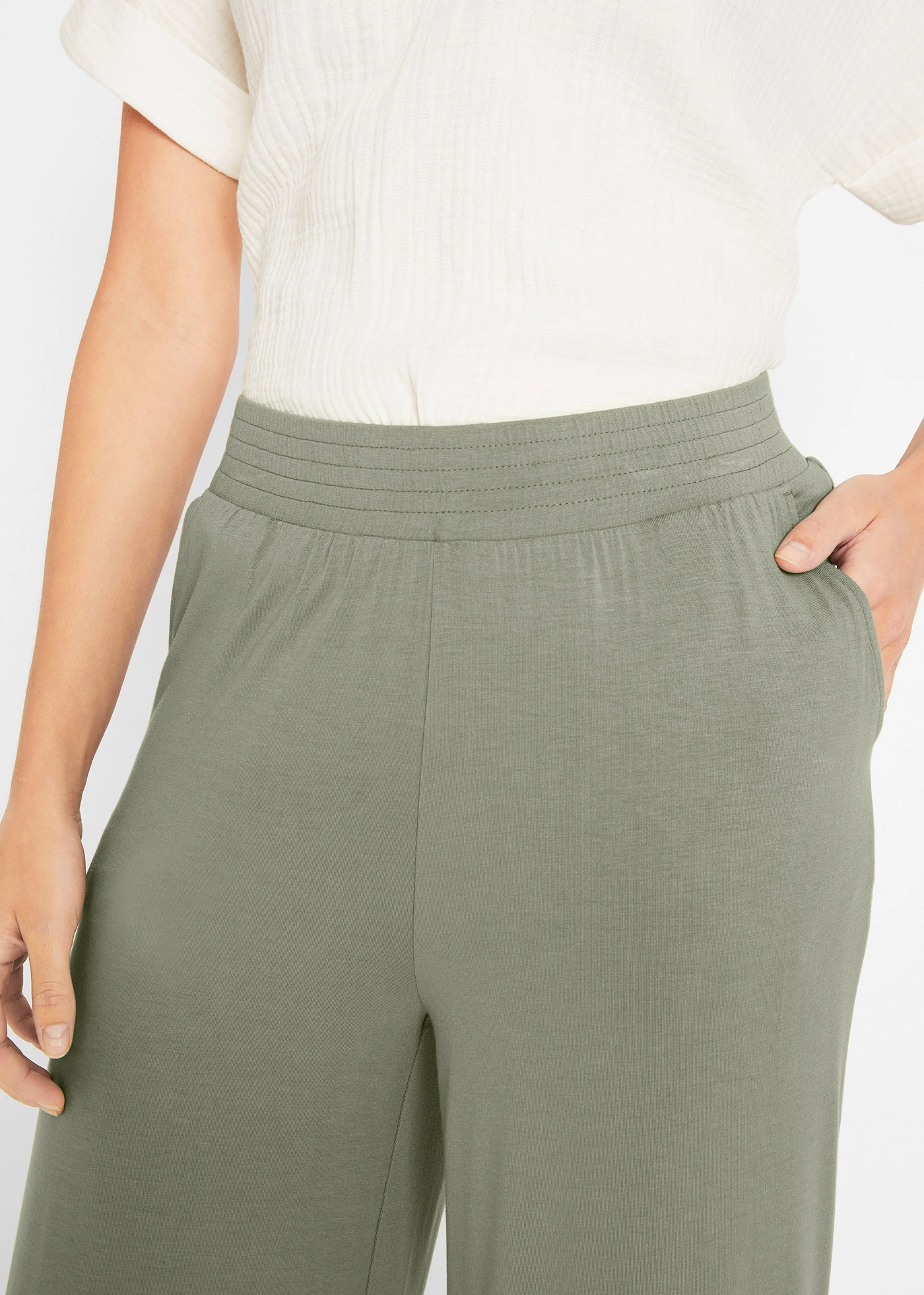 7/8 jersey broek van een soepele viscosemix • olijfgroen • bonprix online shop