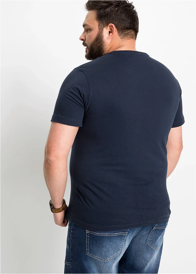 T-shirt 100% coton, Couleur: bleu foncé imprimé