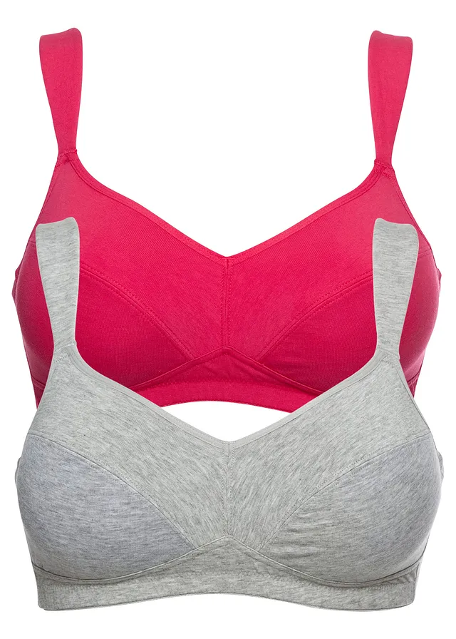 Bh zonder beugels (set van 2) met biologisch katoen • hibiscuspink+lichtgrijs gemêleerd • bonprix online shop