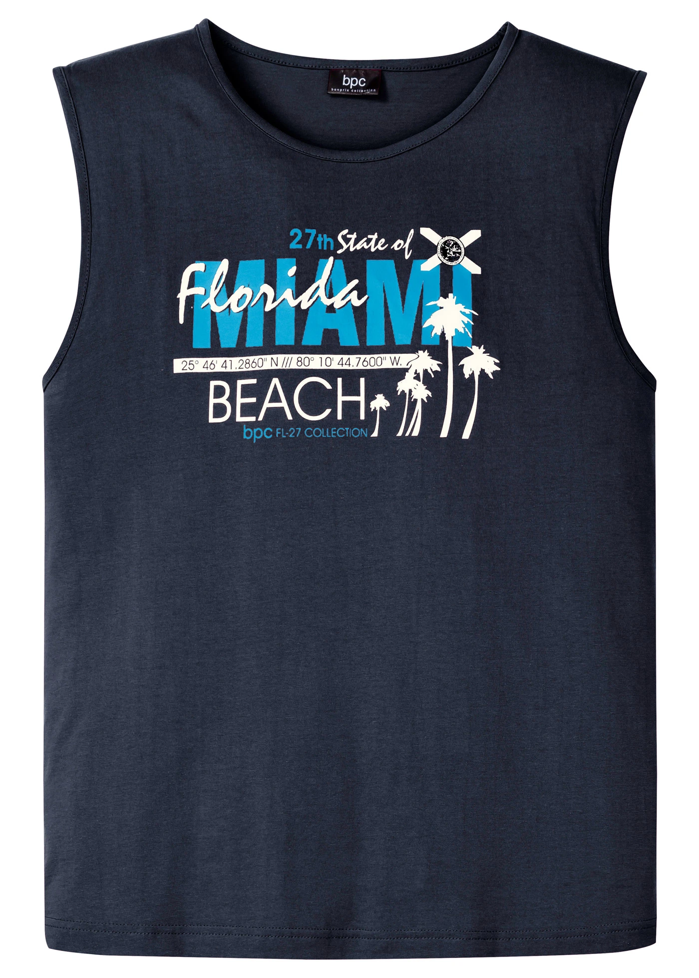 Muscle shirt van puur biologisch katoen • donkerblauw met print • bonprix online shop